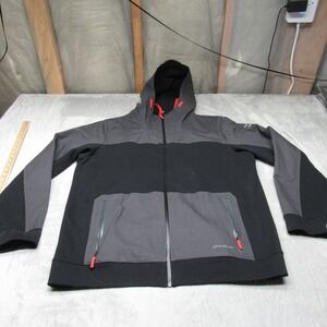 Eddie Bauer Jacket Mens XL Tall Black Mountain Ops Full Zip Outdoor Hood Rain